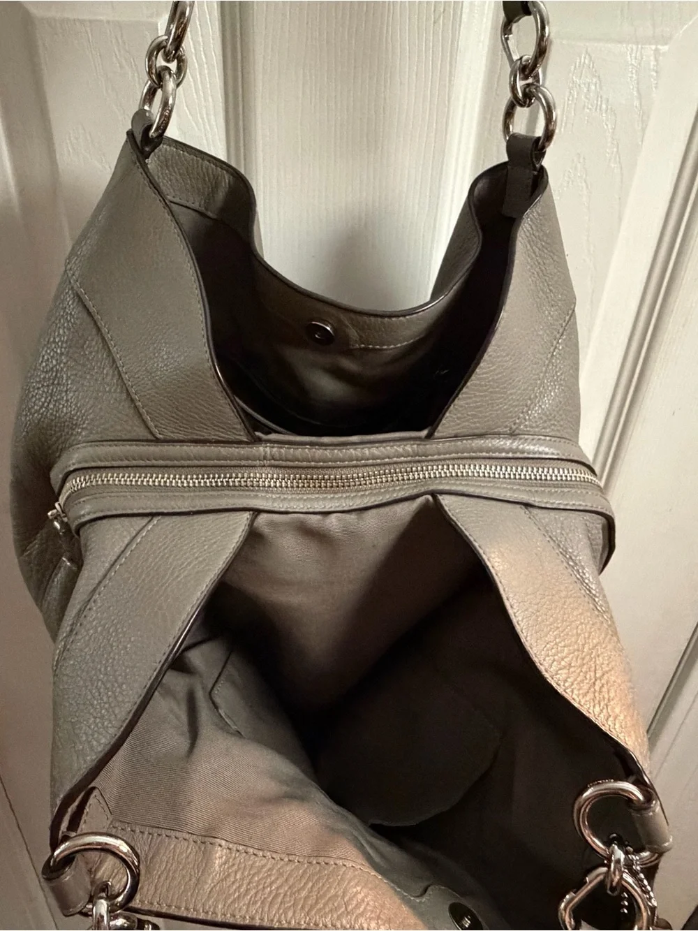 Coach Pebbled Leather Shoulder Bag in Gray